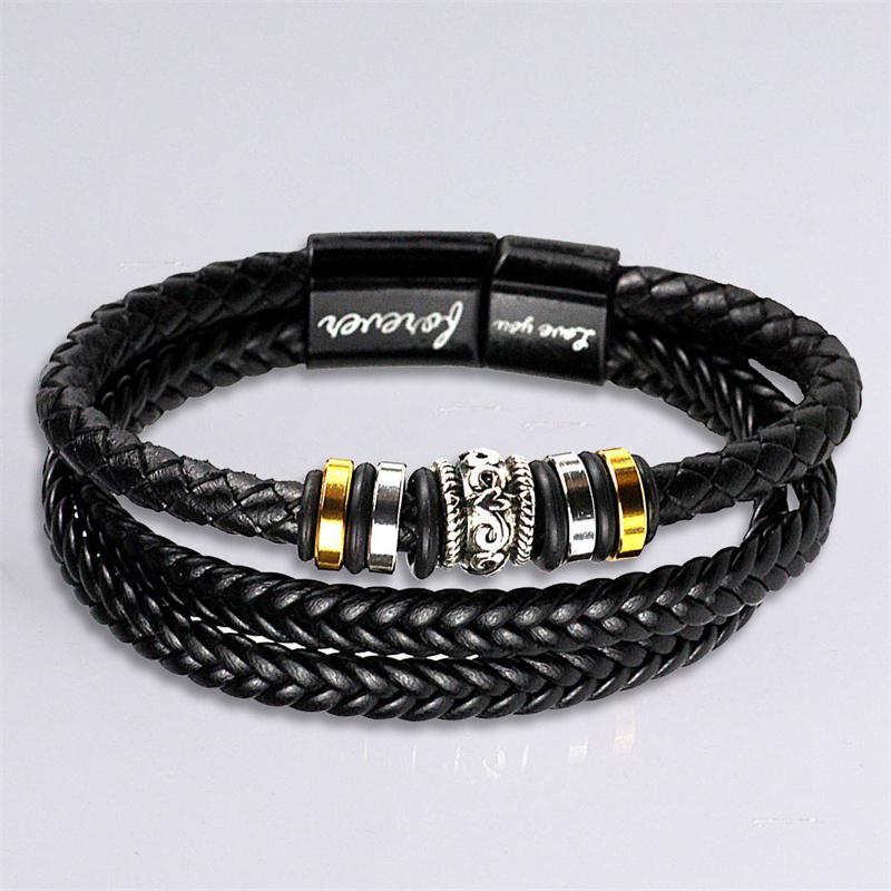 Urob si sám kožený ručne vyrobený náramok z kože tkaný viacvrstvový pánsky kožený náramok Vintage náramok YSL