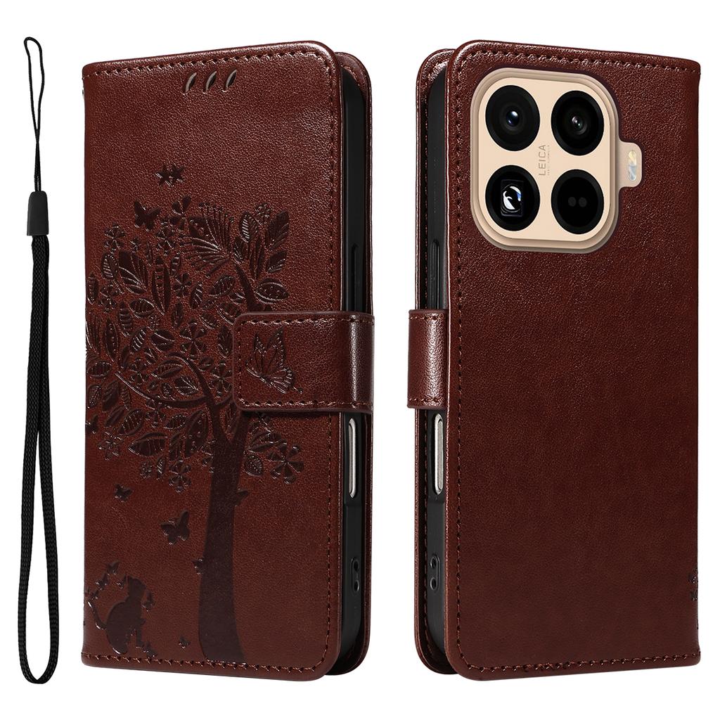 For Xiaomi 15T Pro Phone Case with Stand Cat Tree Pattern Leather Wallet Mobile Cover