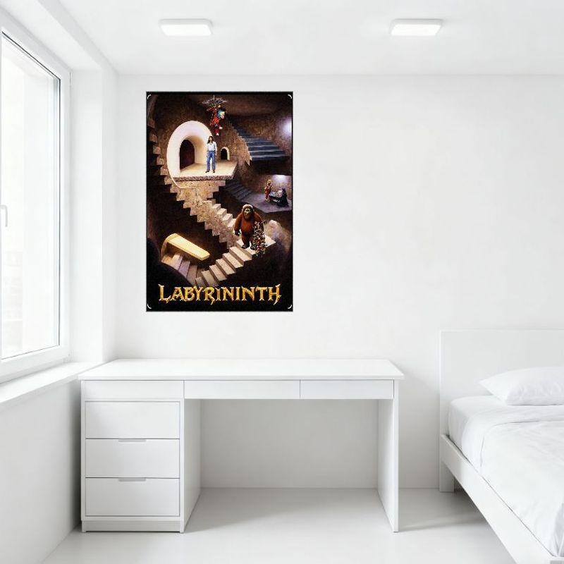 Labyrinth Movie Metal Tin Sign Vintage Retro Art Poster for Home Bar Club Cafe Man Cave Decor Surreal Stone Stairs Goblin Puppet