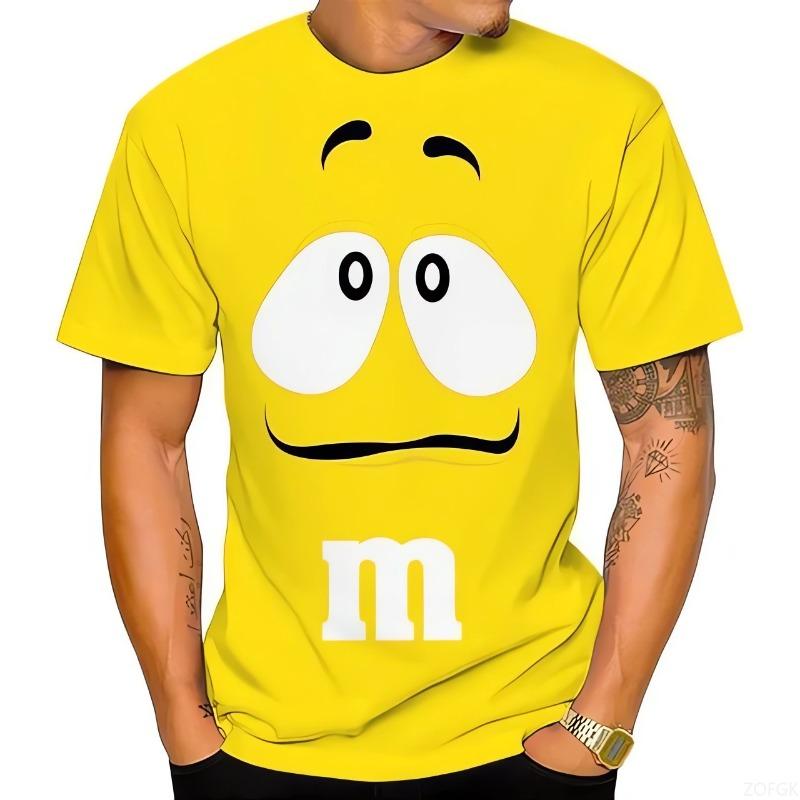 ETST21 Zomer Innovatief M&M Chocoladeboontje Kinderen 3D Geprint Heren T-shirt Leuk, Casual en Modieus 5XL