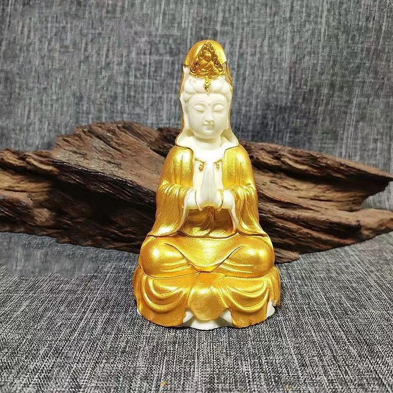 Buddhism Guanyin Characters Statue- Chinese Buddha Statue Meditation Bodhisattva Home Room Office Car Decoration Accessories