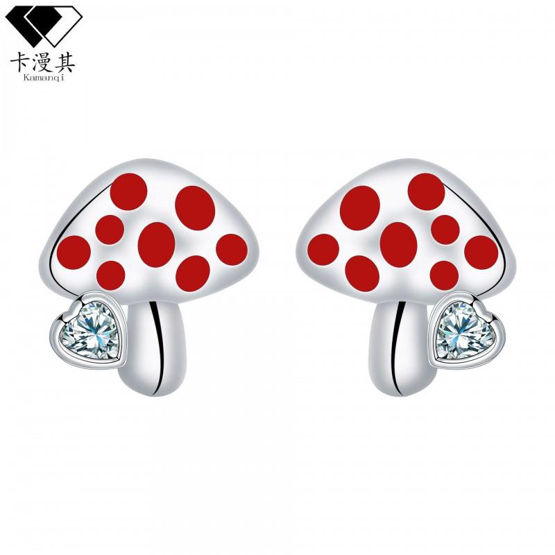 Elegant Mushroom Stud Earrings Women Post Copper Plated Fashion Sweet Minimalist Jewelry Mushroom Stud Earrings