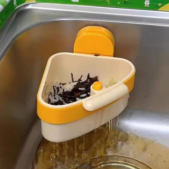 4Pcs Sink Strainer Basket Hanging Sink Strainer Triangular Faucet Sponge Storage Rack Corner Sink Trash Catcher for Food Waste