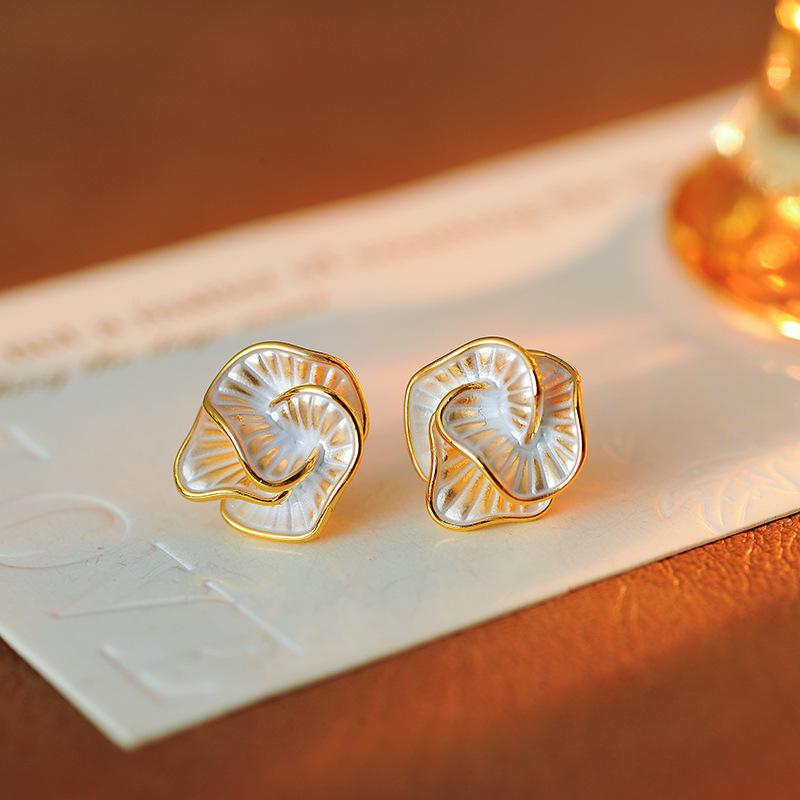 S925 Silver Needle Camellia Earrings - Elegant Light Luxury for Women