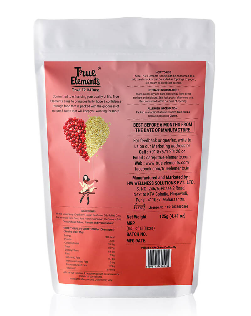 Cranberry Oatmeal Balls (125 G), Cranberry Oat Balls, True Elements