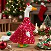 Porch Goose Outfits Gold Stamping Skull Christmas Tree Pattern Goose Clothes for 23" Cement Goose Holiday Goose Costume for Garden Yard Decor