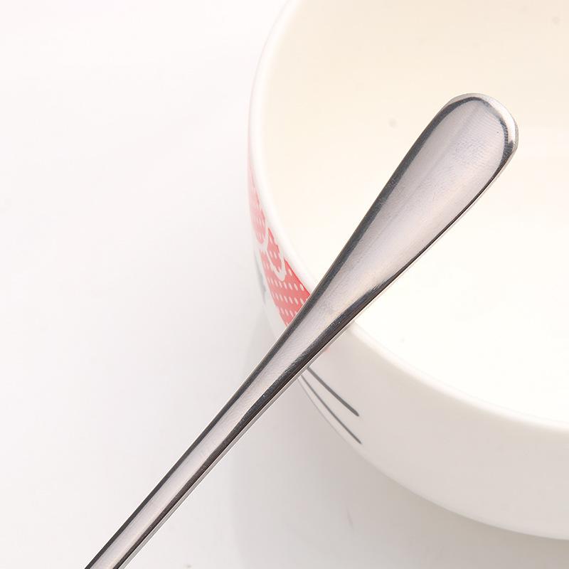 Stainless steel long handle spoon household restaurant mixing spoon coffee spoon Korean dessert milk tea small spoon spoon
