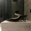 Mules Elegante din Piele Vârf Ascuțit Sandale cu Toc Înalt Stilate Îmbogățite cu Strass Încălțăminte Sofisticată pentru Petrecere și Seară