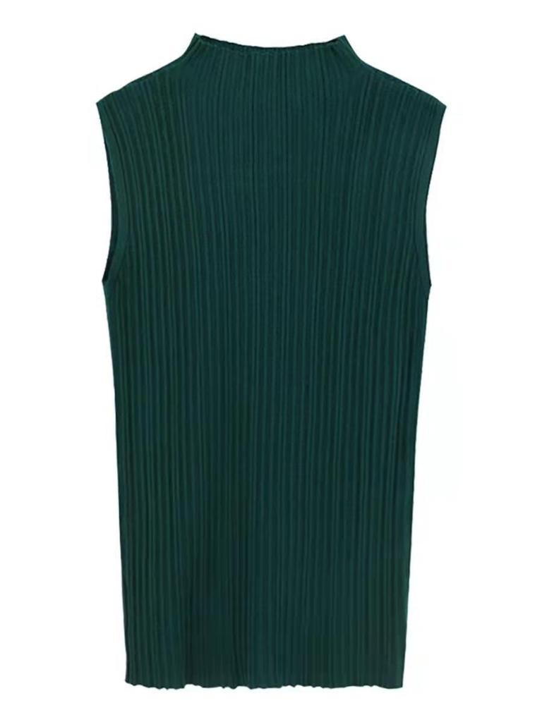 Half High Neck Sleeveless Vest Base Top for Spring Style, Paired with Knitted Women's Clothing