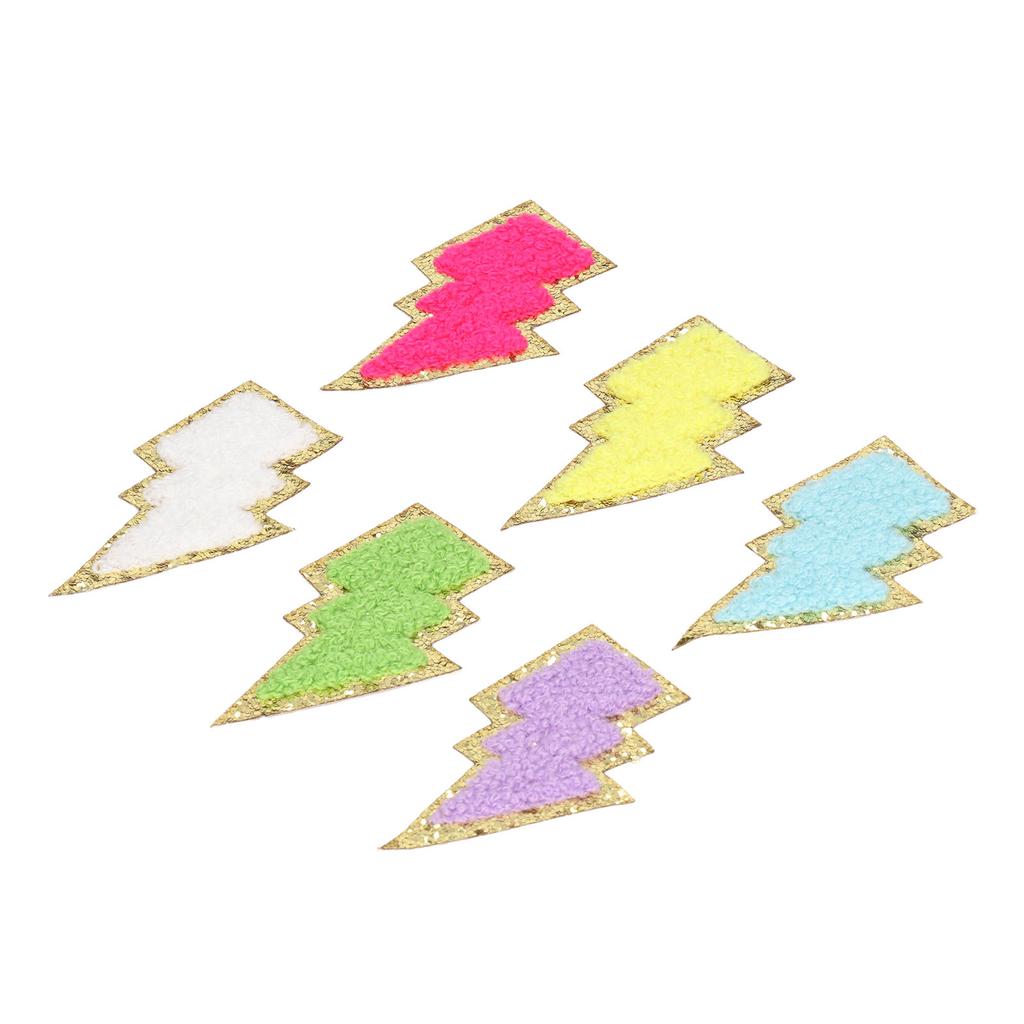 6 Pcs Lightning Iron On Patches Delicate Lightning Shape Decorative Embroidered Patches for Clothes