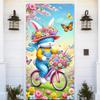 Spring Easter Door Cover 71x35 Inch Welcome Spring Door Banner Easter Bunny Door Decorative Colorful Flower Basket Rabbit Background for Spring