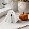 Small Resin Ghost Figure Light Up Halloween Decoration, Cute Spooky Figurine with Night Warm LED for Indoor Mantel Fireplace Home Party Decor
