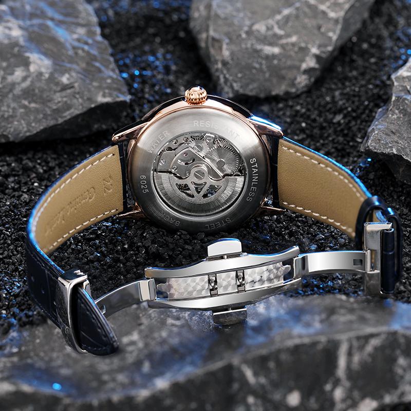 Mehrfarbige Edelsteine Klassisch Herren Mondphasen Uhr Mode Wasserdicht Leuchtend Automatisch Mechanisch Herrenuhren Top Marke Reloj