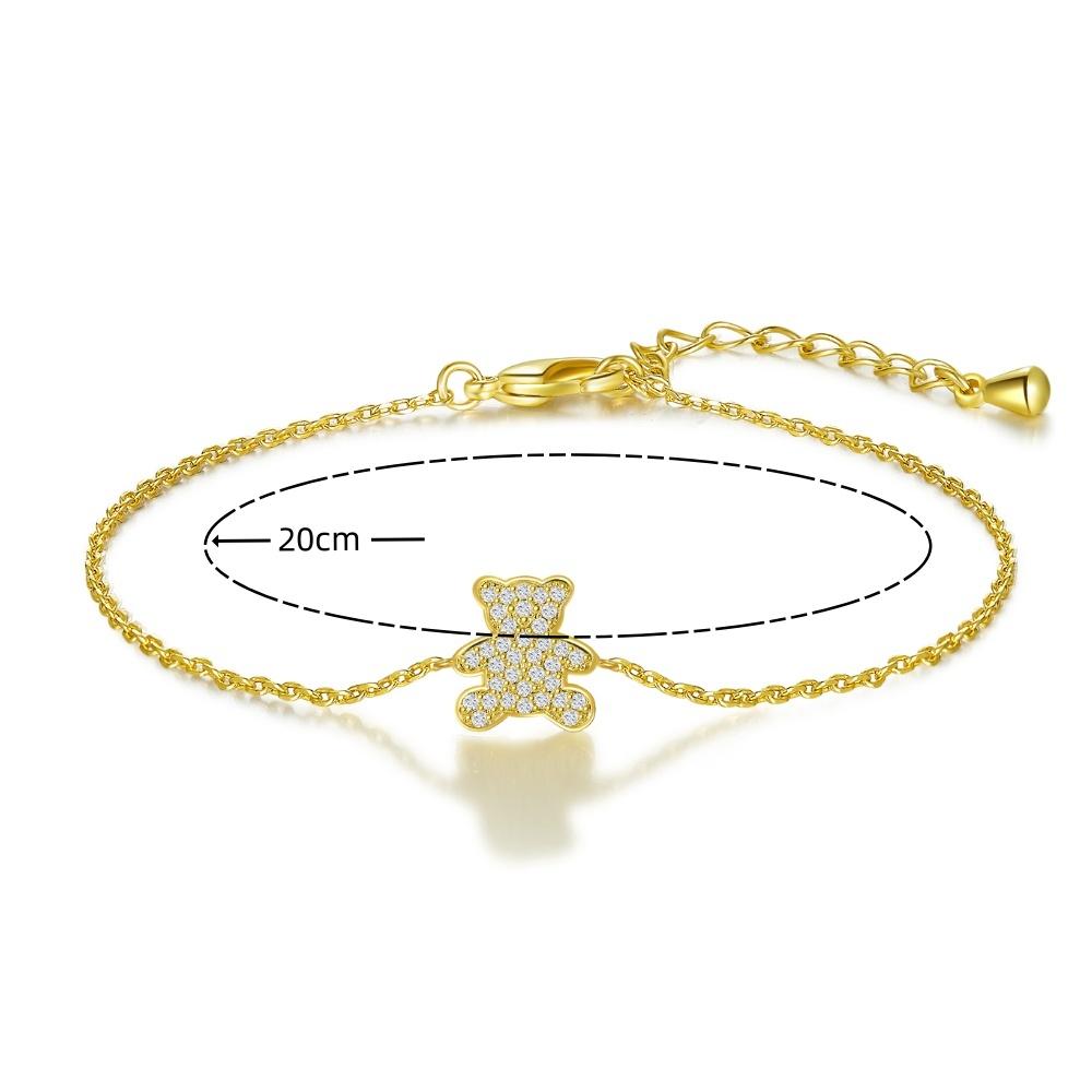 20cm Bear Bracelet  14K Gold Plated Copper White Zircon Bracelet Custom Fashion Jewelry Cute Bear Bracelets