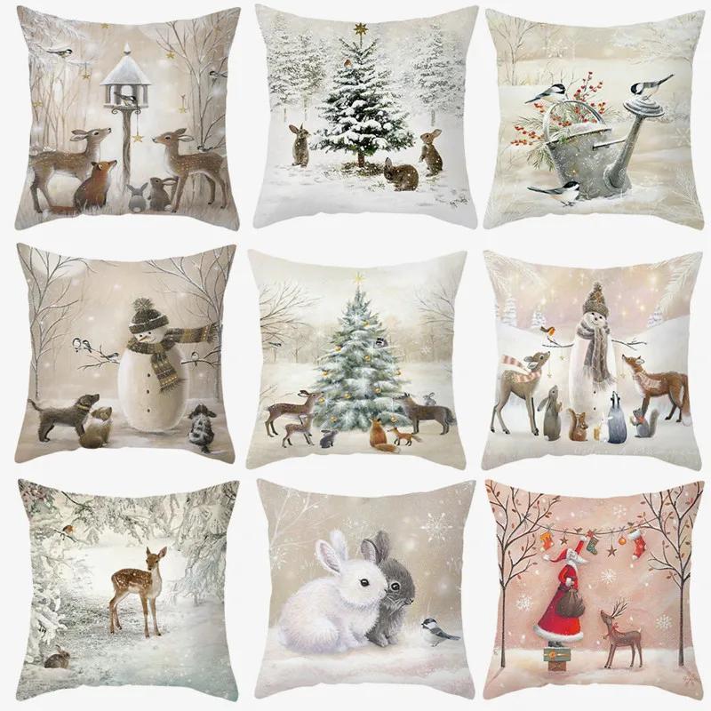 New Years Gifts Christmas Ornaments Pillow Cases Merry  Home Decorations  Cushion Covers