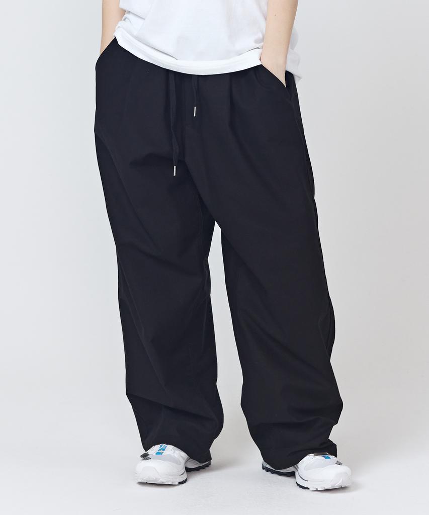 CARGOBROS FOR WOMAN Cotton Linen Pleated Wide Pants (Black)