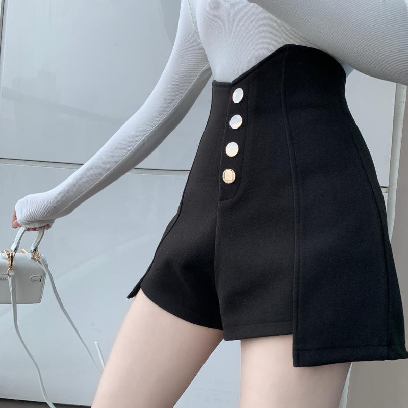 Damen Bootcut Hosen im koreanischen Stil - High Waist Schlankmachende Unregelmäßige Shorts, Vielseitiges Weites Bein, Frühling/Sommer