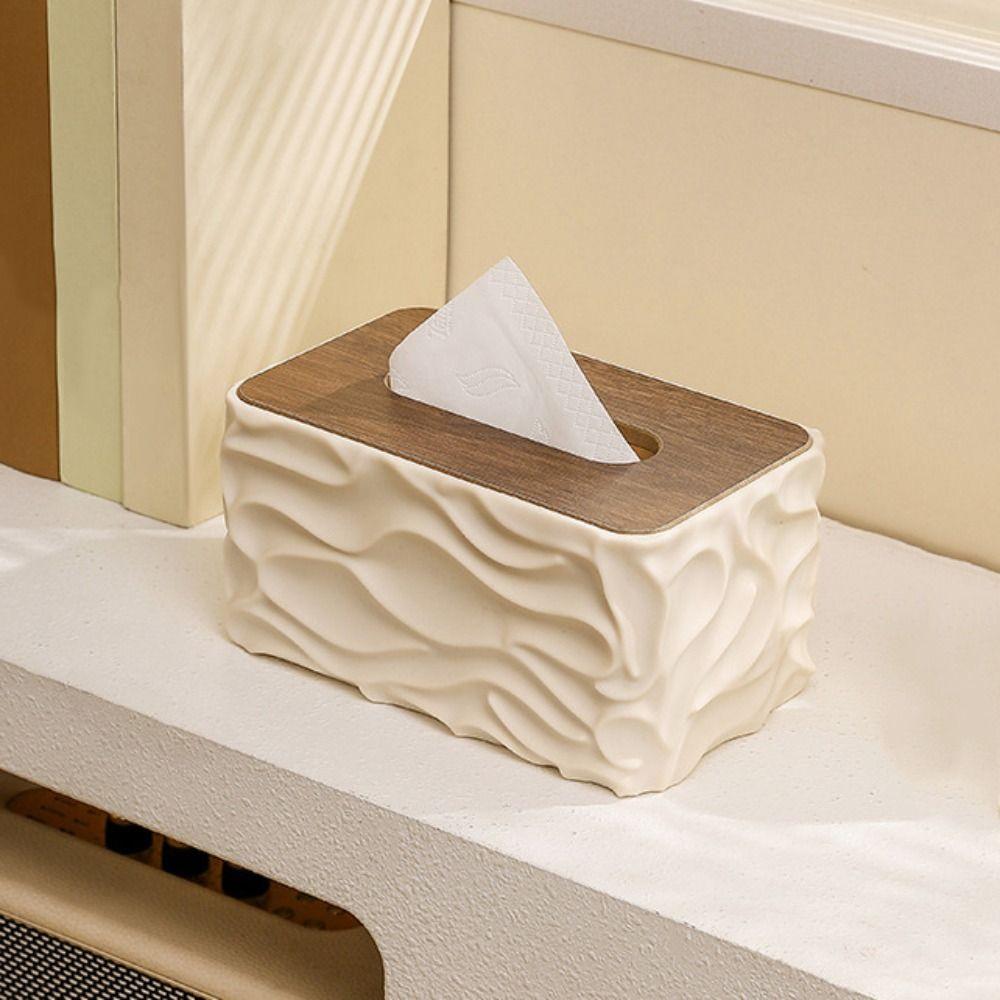 Elegant Tissue Storage Box Ripple Design Rectangle Light Luxury Napkin Holder Multi-functional Anti-slip Paper Container