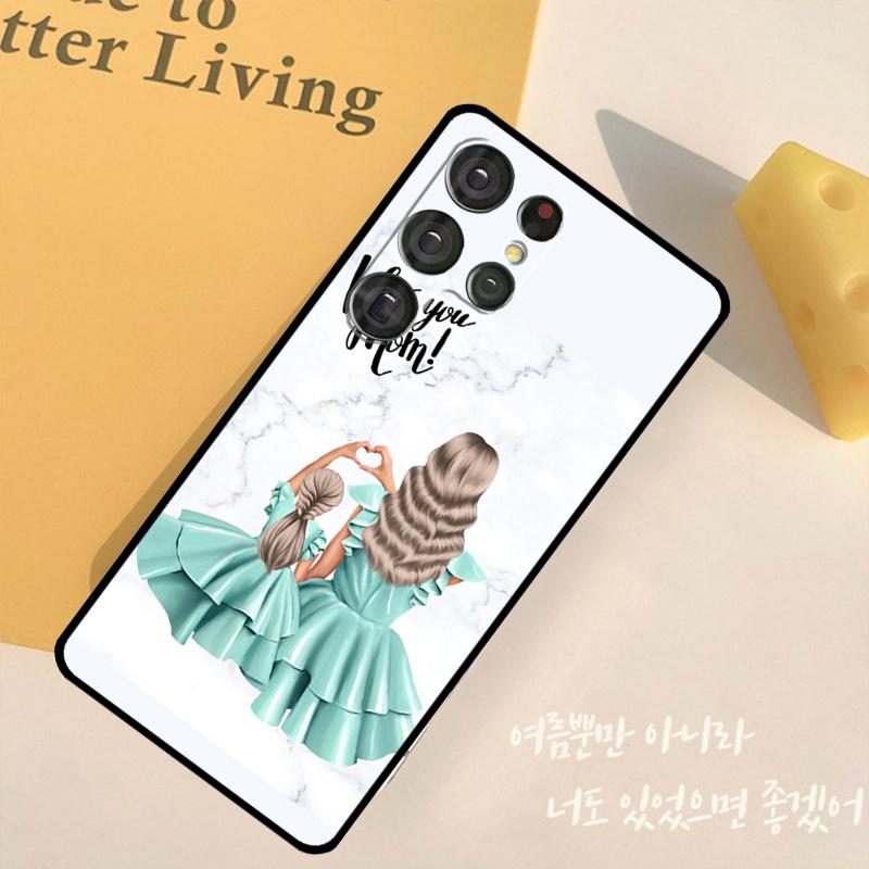 Baby Mother Brown Girl Family Phone Case For Samsung Galaxy S24 S25 Ultra S9 S10 S20 S22 S21 Plus S23 FE Back Cover Shell