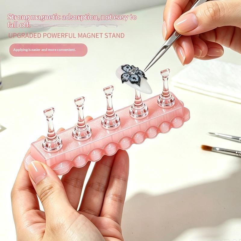 6Pcs/Set Nail Holder Aurora Nail Stand For Painting Magnetic Press On Nail Tech Must Haves Practice Acrylic Nail Art Display