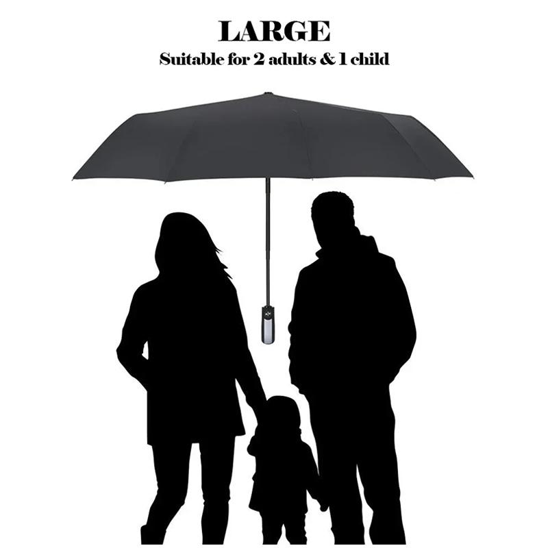 UV deštník, větruodolný, silný slunečník, luxusní dešťový deštník s dlouhou rukojetí, přenosný, skládací, ultra odolný proti větru a vodě, proti dešti