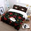 Christmas Santa and Holly Pattern Bedding Duvet Cover Set Duvet Cover Pillowcases  (1*Duvet Cover 2*Pillowcases, Without Duvet Insert)