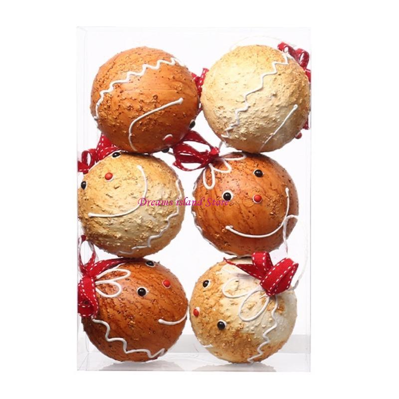 

Shatterproof Christmas Ornament 6pcs Vibranting Elegant Designs Gingerbreads Theme Christmas Festival Tree Accent HX6C світло-коричневого кольору