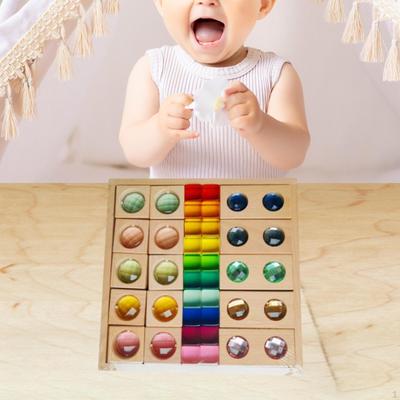 Acrylic Wooden Blocks Set Montessori Toys Preschool Learning Construction Toy Stacking Rainbow