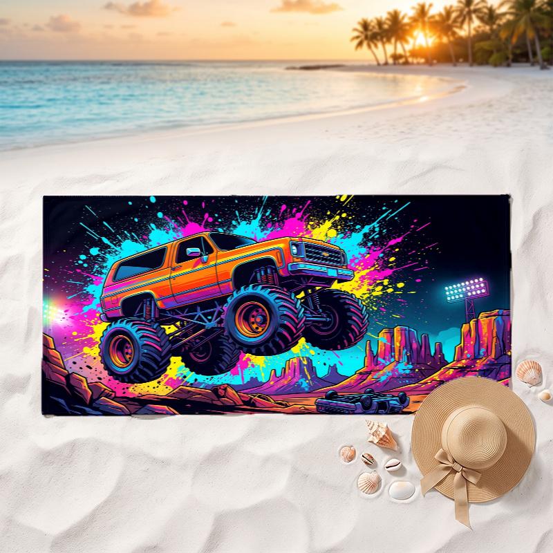 Monster Truck (1) Soft and comfortable beach towel perfect for vacations and poolside use an ideal gift for summer holidays