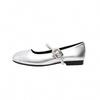 Sheepskin Inner Height Increase Single Shoes Women's Silver Shoes Genuine Leather with Skirt Evening Gentle Shoes Flat Mary Jane Shoes