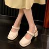 Princess Style Block Heel 2026 Summer New One Strap Thick Heel Small Leather Head Cover Sandals