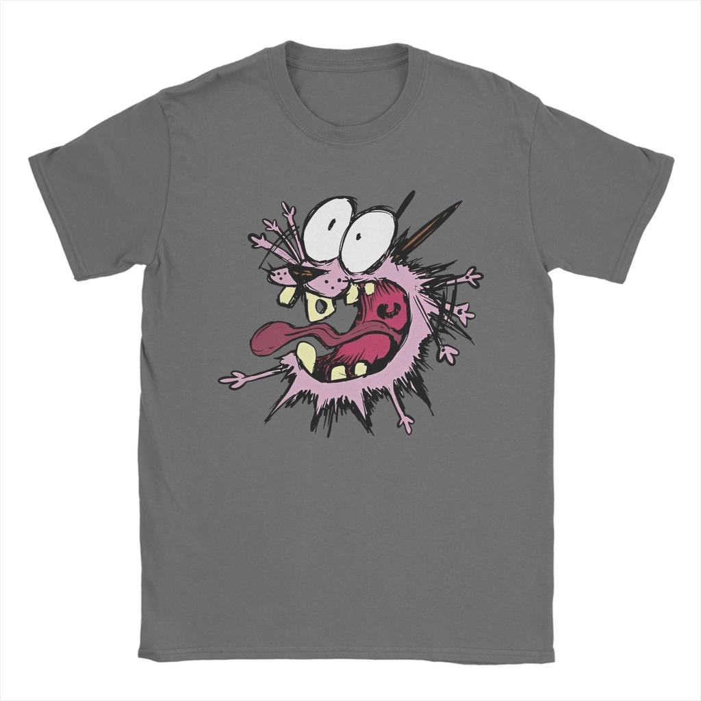 Men's Courages The Cowardlys Dog Screaming T Shirt Cotton Clothing Novelty Short Sleeve Crewneck Tees Plus Size T-Shirt