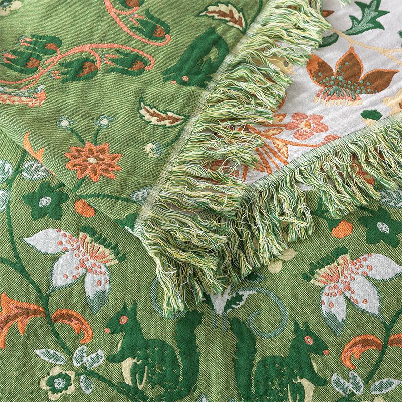 Double-Sided Green & White Wizard of Oz Pure Cotton Gauze Blanket Sofa Towel