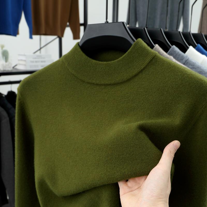 Herren Pullover aus einfarbiger Wolle - Herbst/Winter Halber Rollkragen Lässiger Baselayer