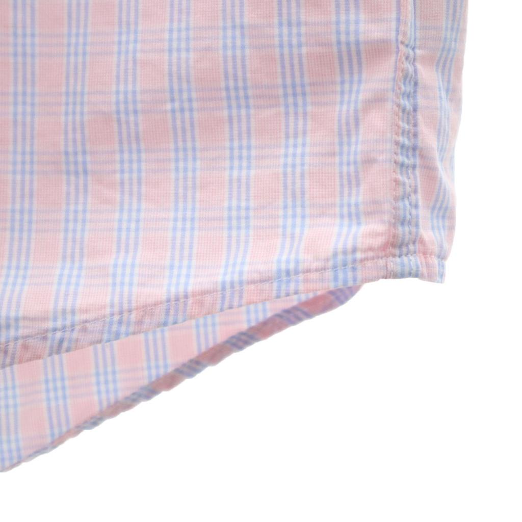 Lacoste Check Pattern Short Sleeve Button Down Shirt 43 Pink Men's Used