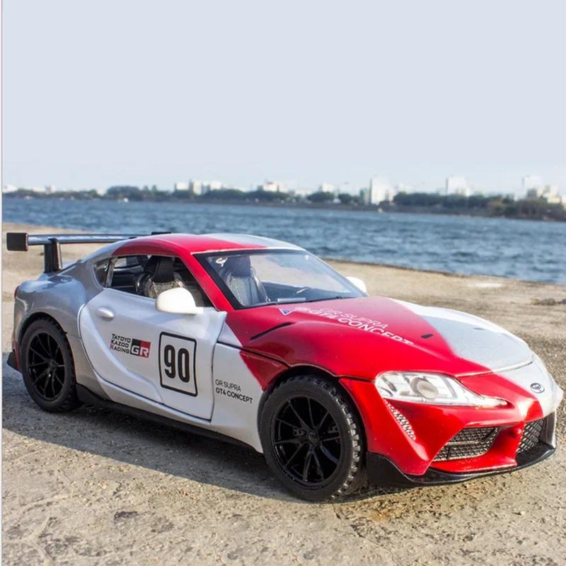 

1/32 Toyota GR Supra Pandem Track Version Alloy Diecasts Toy Car Models With Light 4 Doors Opend Collectable Gifts For Children