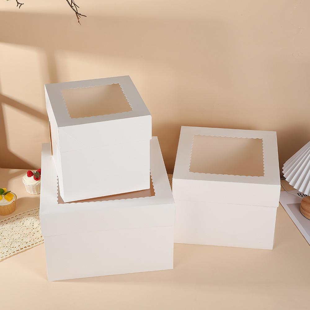 10pcs White Pastry Box Square Cake Container Disposable Cake Packaging Box  Commercial