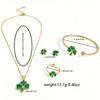 4pcs Advanced Sense Luxury stainless steel non-fading hypoallergenic green leaf jewelry set suitable for daily wear and holiday travel Also suitable