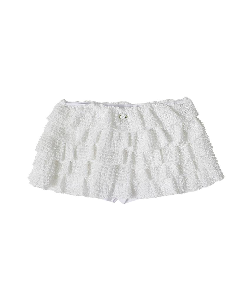 Crank Lace Tiered Skirt Pants_White
