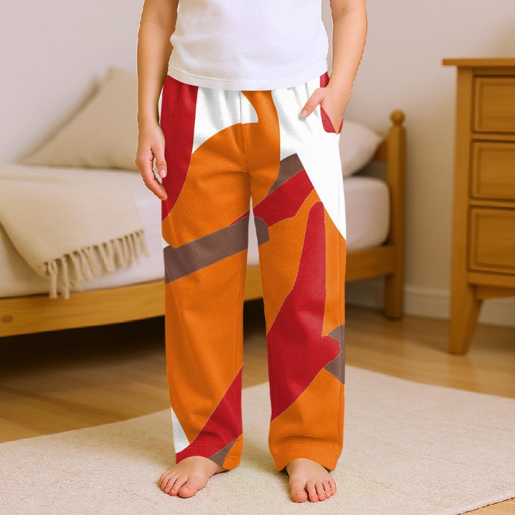 Fashionable Children's Versatile Geometric Print Pocket Casual Pants