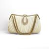 Pure Color Pleated Evening Bag Simple Versatile Trendy Qipao Dinner Wedding Bride Handbag American Retro Sle Small Size