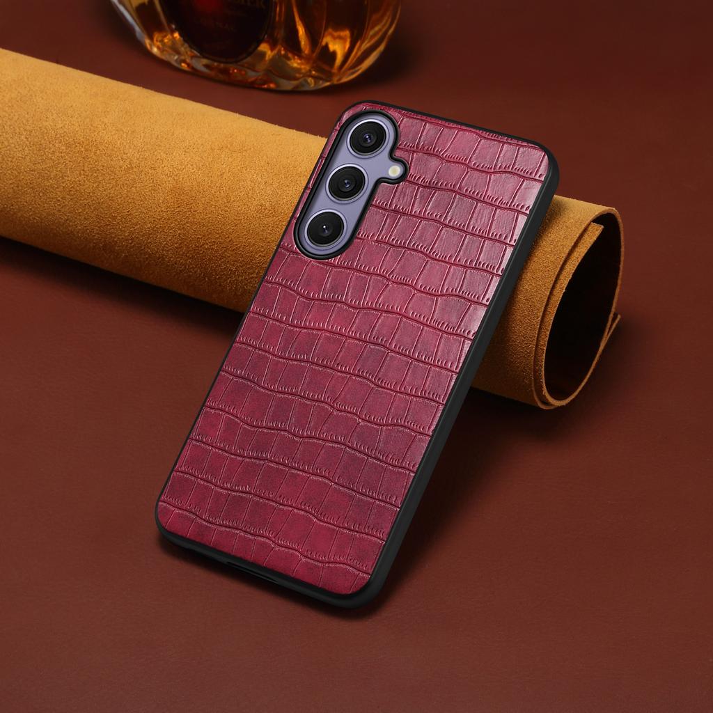 For Samsung Galaxy S25+ Case Crocodile Texture Design Leather Slim Back Cover