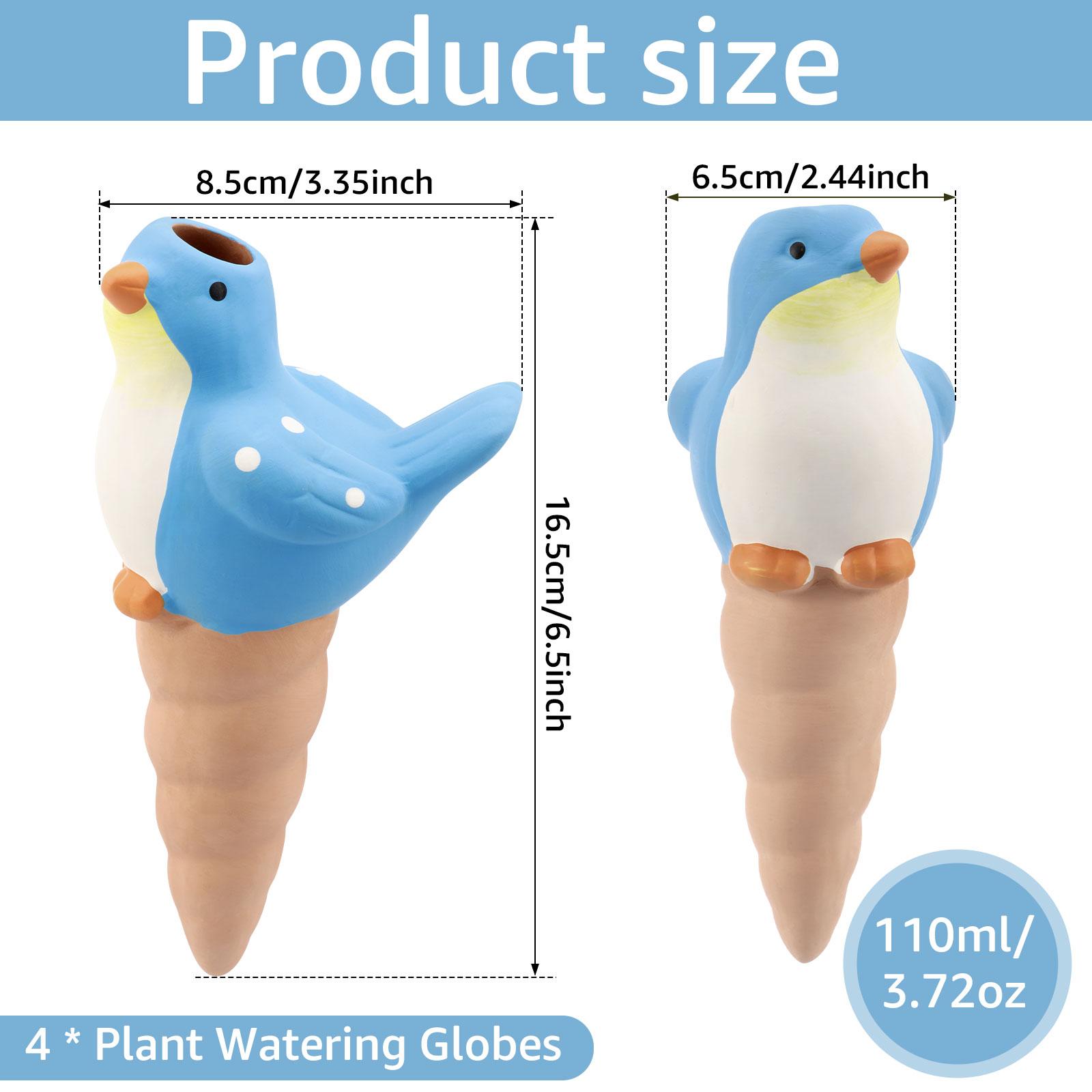 4Pcs Plant Self Watering Globes Bird Shaped Plant Watering Spikes Excellent Drainage Flower Pot Insert Garden Planter Decoration