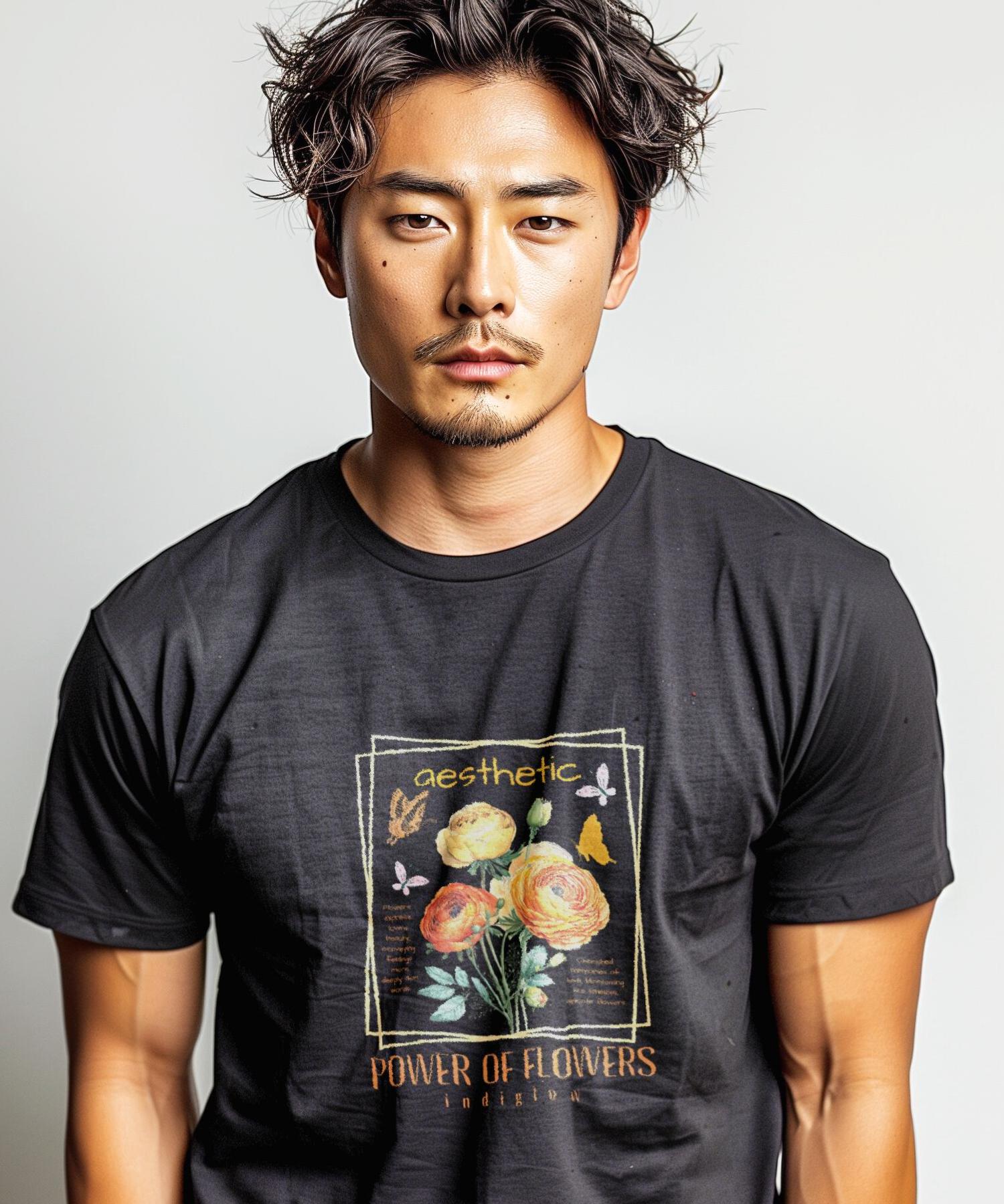 Indi Glow Classic Flower 20-Count Print T-Shirt Black/S