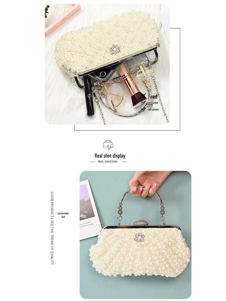 Vintage Chic Pearl Evening Handbag for Women - Ideal for Parties, Banquets, and Formal Events