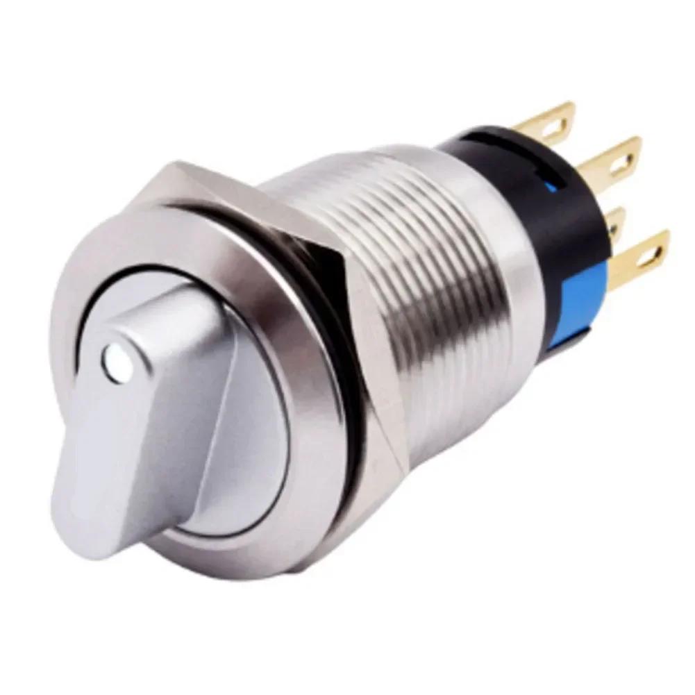 3 Positions Switch Latching Push Button Low Light Conditions 19mm Mounting Hole 3-6V Rated Voltage LED Indicator For Ship