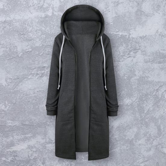Women Long Sleeve Solid Color Coat Thick S Drawstring Long Lady Jacket Women Clothes