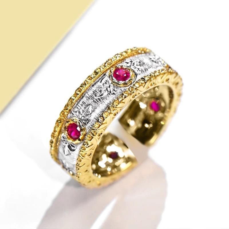 2026 New European and American Palace Style Red Zircon Ring for Women, Exotic, Small, Fashionable, Elegant and Stylish Zircon 6