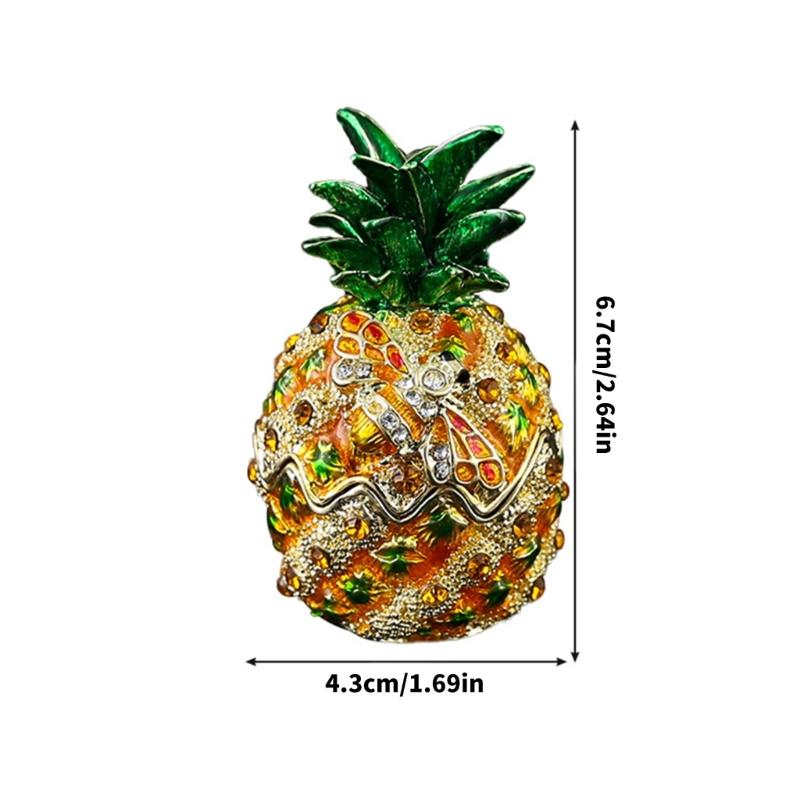 Elegant Pineapple Shaped Jewelry Case With Gemstones Accent Secure Metal Compartment for Accessories