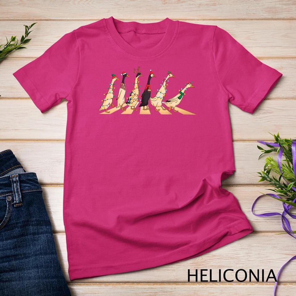 Cute Funny Santa Duck Christmas Lights Duck Wearing Xmas Hat Unisex T-shirt 4 XL